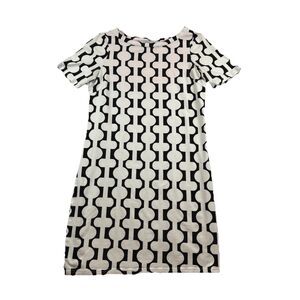 Gretchen Scott Shift Dress Geometric All Ber Print Womens S Black White